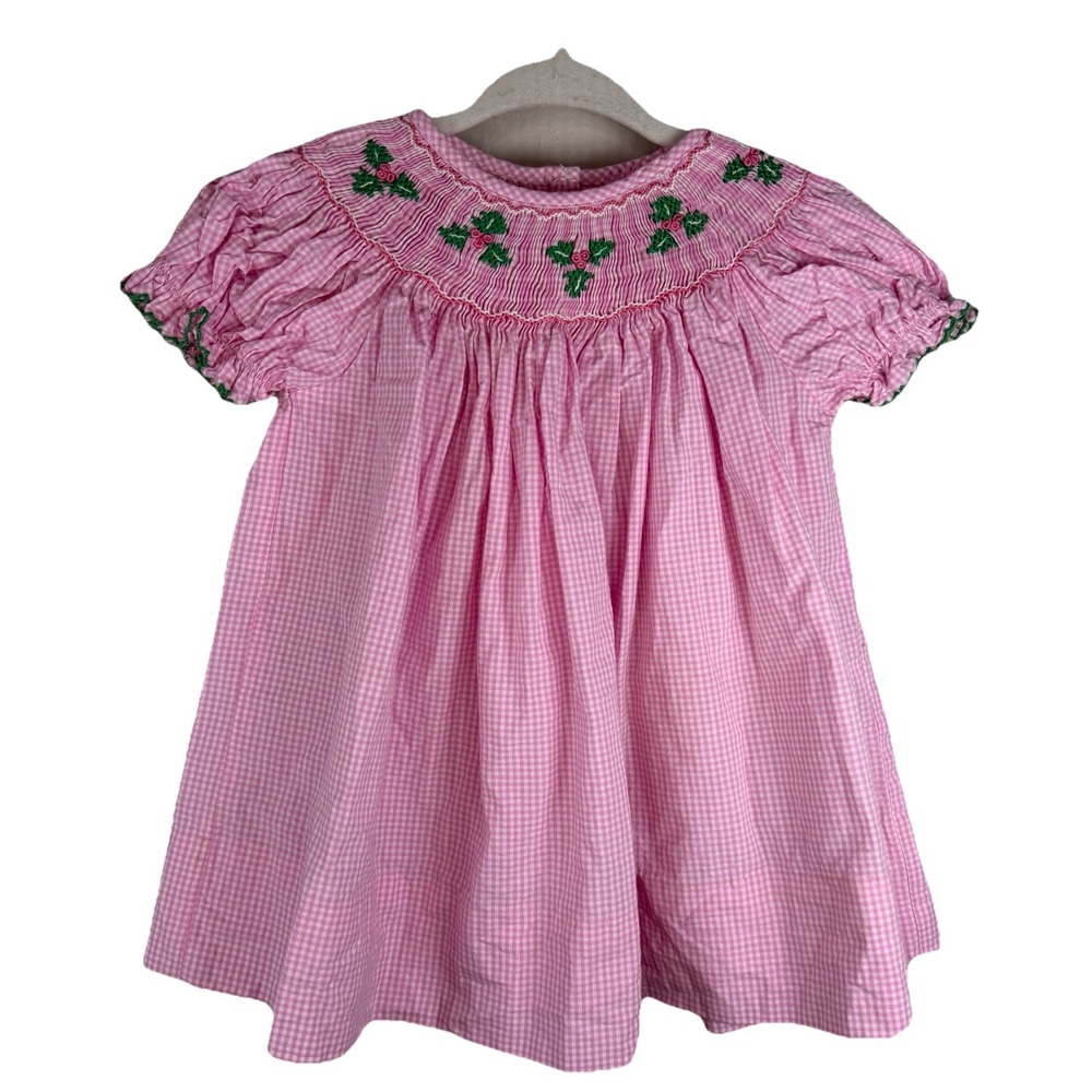 Petit‎ Ami Dress Girl 3M Pink Festive Smocked Short Sleeve Puff Cottagecore